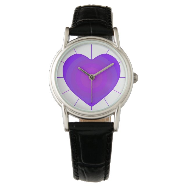 Montre B&W Purple Hearts Beating (devant)