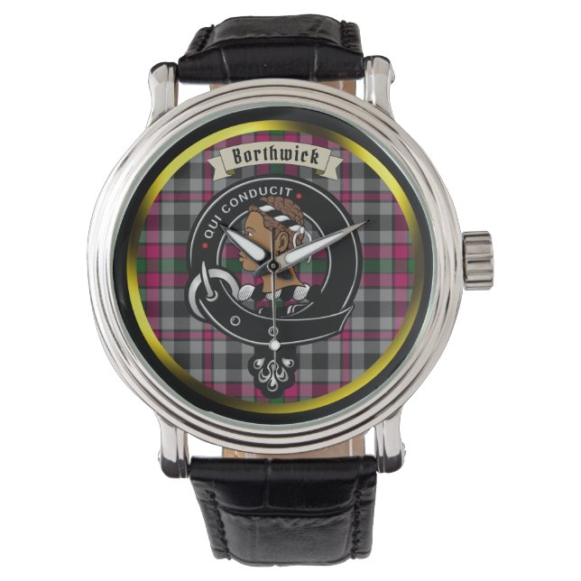 Montre Badge du clan Borthwick & Tartan (devant)