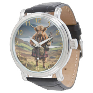 Montre Bagpiper de vache écossaise Highland