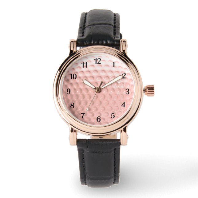 Montre Bal de golf rose avec Black Numéros Sports (Recto)