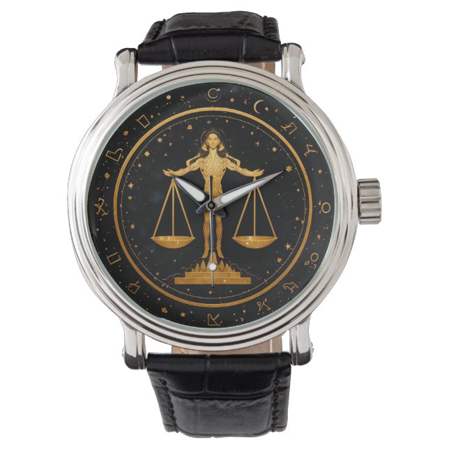 Montre Balance zodiacale en or (devant)