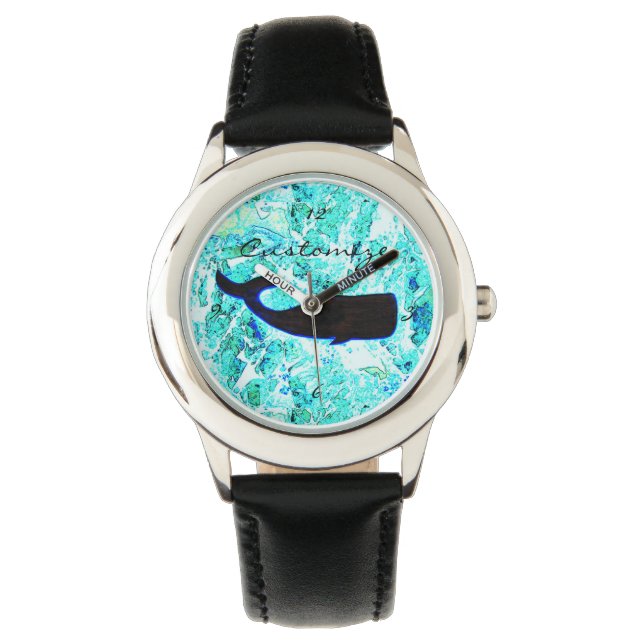 Montre baleine noire bleu Thunder_Cove (devant)