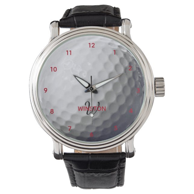 Montre Balle de golf look personnalisé Monogramme (devant)
