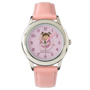 Montre Ballerina rose mignon personnalisée