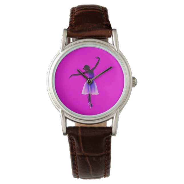 Montre Ballet Ballerina Pose Violet brillant Couleurs (devant)