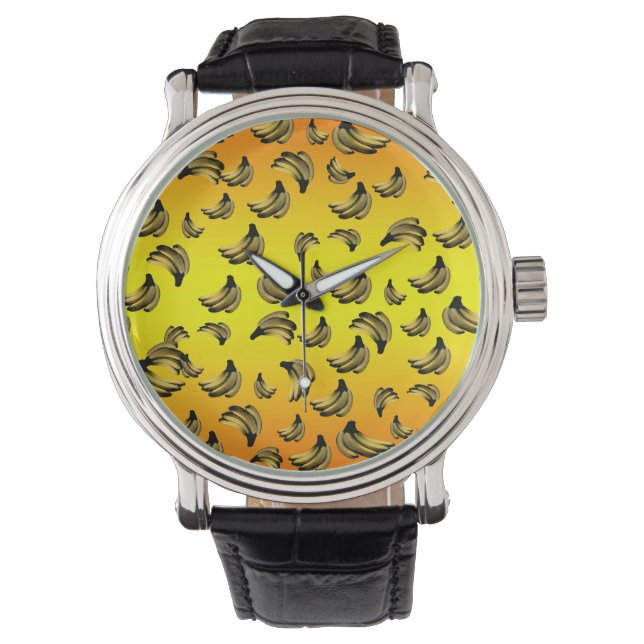 Montre Bananes jaunes dorées, (devant)