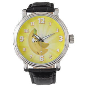 Montre bande dessinée amusante banane gars regarder jaune