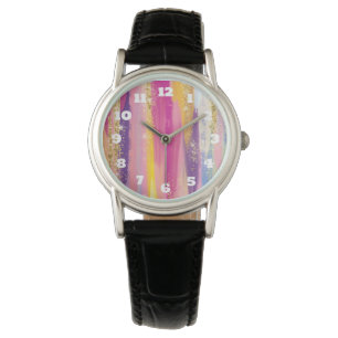 Montre Bandes arc-en-ciel colorées avec Parties scintilla