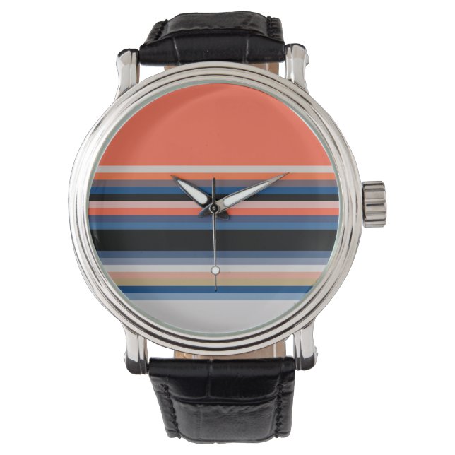Montre Bandes bleues orange (devant)