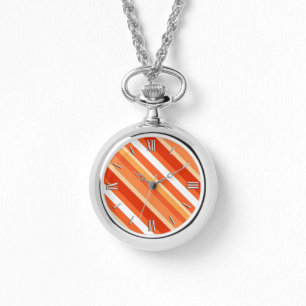 Montre Bandes de bonbons en couches - orange et blanc
