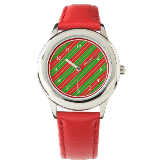 Montre Bandes de Noël rouges et vertes (devant)