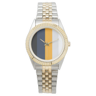 Montre Bandes jaunes, bleues, blanches et noires