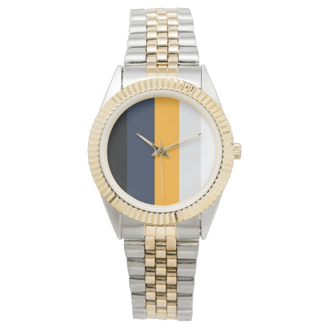 Montre Bandes jaunes, bleues, blanches et noires (devant)