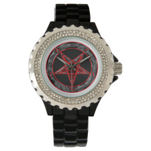 Montre Baphomet gris et rouge noir