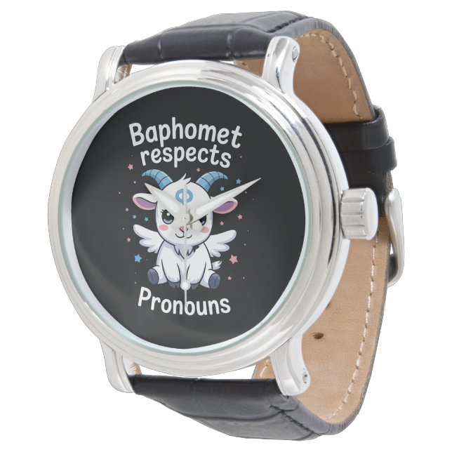 Montre Baphomet transgenre Respecte Pronouns Trans Pride (Incliné)