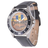 Montre "Barbade depuis 1966" Coucher de soleil avec drape (Incliné)
