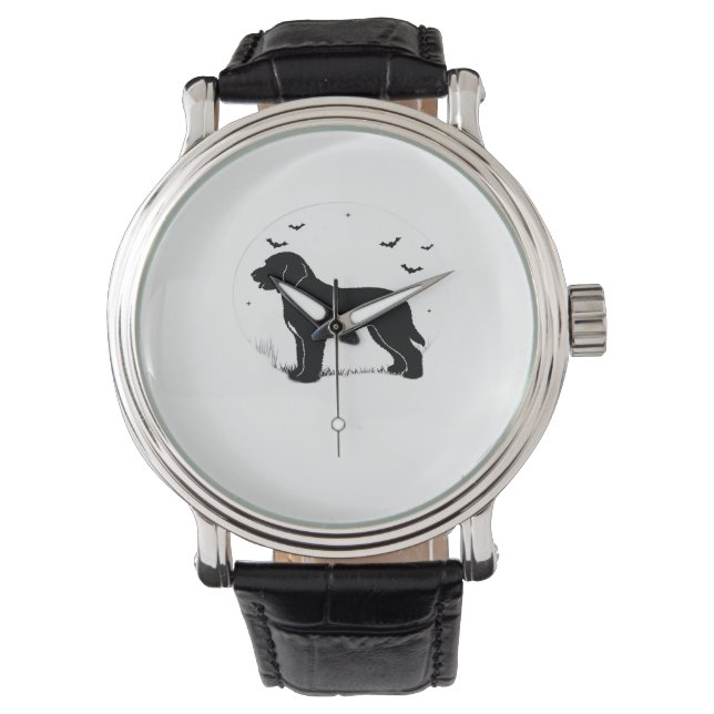 Montre Barbet Chien - Halloween Lune Silhouette surdimens (devant)
