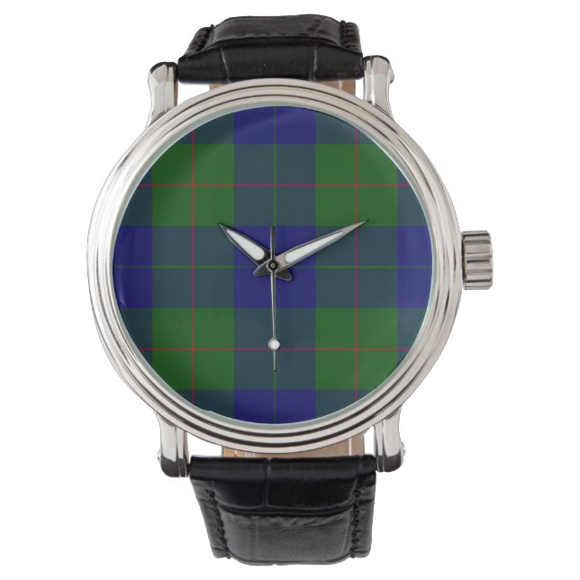 Montre Barclay clan tartan bleu vert plaid (devant)