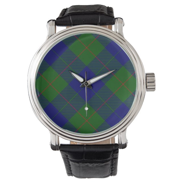 Montre Barclay tartan bleu vert plaid (devant)