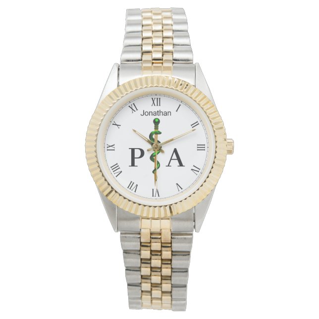 Montre Barre d'Asclepius Green Médicale Médecin Assistant (devant)