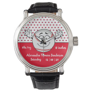 Montre Baseball drôle de visage statistiques de naissance