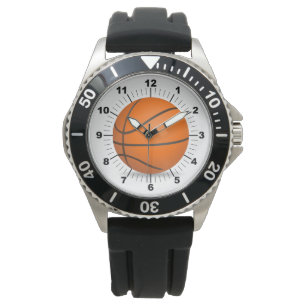 Montre Basket-ball homme acier bracelet en caoutchouc noi