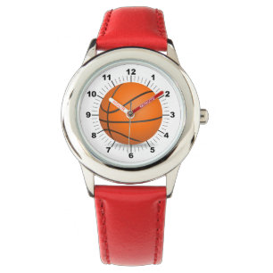 Montre Basket-ball rouge Regarder la sangle en cuir