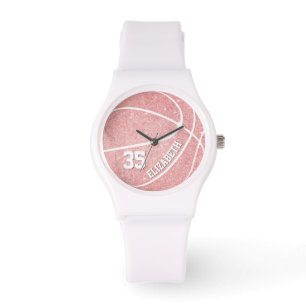 Montre basketball féminin rose sportif personnalisé