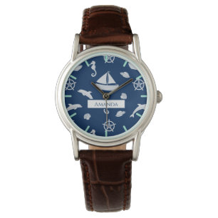 Montre Bateau à voile et Motif Marine Life