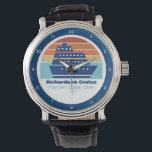Montre Bateau de croisière sur mesure Ocean Liner Sunset<br><div class="desc">Montre-bracelet de bateau de croisière sur mesure cool pour votre réunion de famille ou votre escapade de printemps aux Bermudes, aux Bahamas ou aux Caraïbes. Customisez cette jolie tenue pour un ouvrier de paquebot ou un capitaine de bateau.</div>