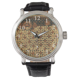 Montre Batik Earthy Café en Grain Élégant Rustique Rugueu
