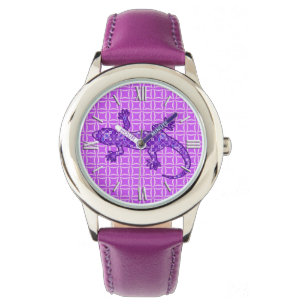 Montre Batik Tribal Gecko - violet et améthyste violet