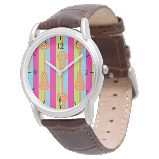 Montre Bâtons et bandes de crosse de Neon Bright Retro (Incliné)