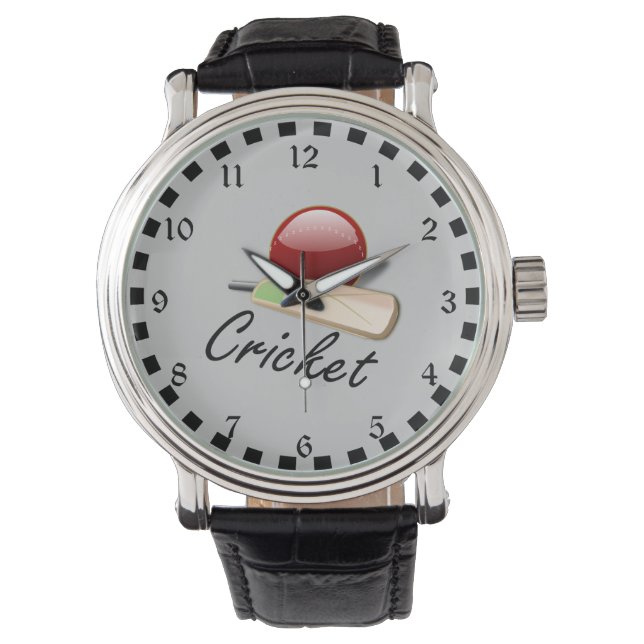 Montre Batte et balle de cricket, design populaire (devant)