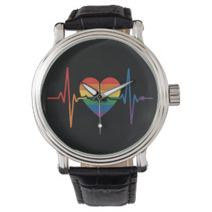 Montre Battements de cœur LGBTQ Fierté du cœur Gay Lesbie