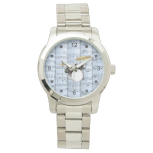 Montre Batterie ~Partition Roulée~Fond Teinté Bleu ~