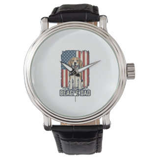 Montre Beagle Dad Patriotic Vintage Engraving Dog Design_