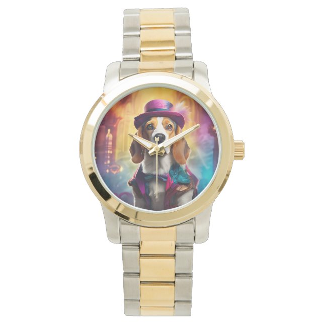 Montre Beagle en costume vibrant (devant)