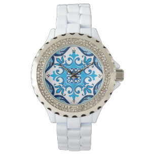 Montre 💙 🤍 Beau bleu - blanc Azulejos X,    Regarde