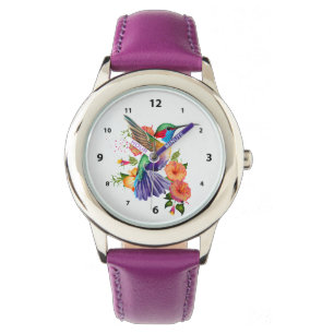 Montre Beau colibri et fleurs
