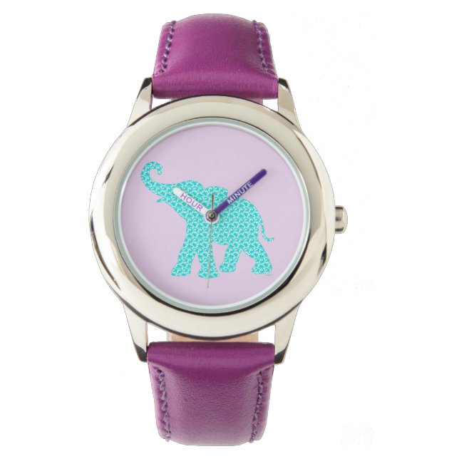 Montre Beau Eléphant Orné violet (devant)