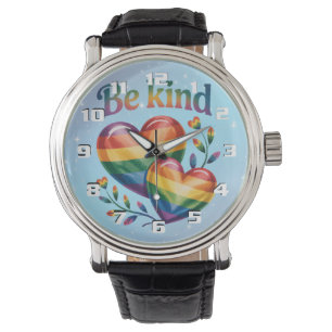 Montre Beau et élégant Be gentil Rainbow Hearts