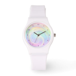 Montre Beau Pastel Arc-en-ciel Esthétique Abstrait Swirl
