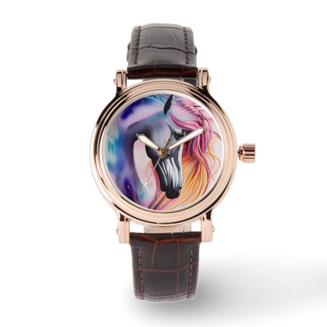 Montre Beau Pastel Unicorn Horse Triptych (Recto)