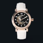 Montre Beau visage dans la lune<br><div class="desc">Une montre avec une belle illustration. Un visage féminin dans la lune entouré de fleurs.</div>