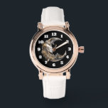 Montre Beau visage dans la lune<br><div class="desc">Une montre avec une belle illustration. Un visage féminin dans la lune entouré de fleurs.</div>