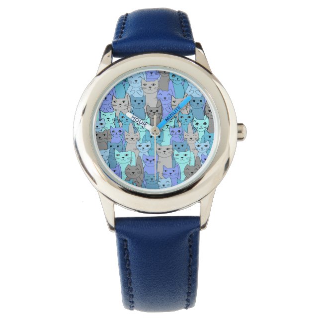 Montre Beaucoup de Blue Cats Design Wrist Watch (devant)