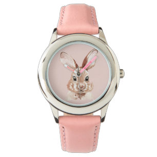 Montre Beauté moderne Pastel Rose Aquarelle Bunny Lovely