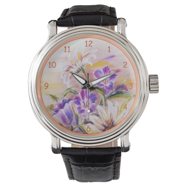 Montre Beautiful purple Pastel Wild Flowers (devant)
