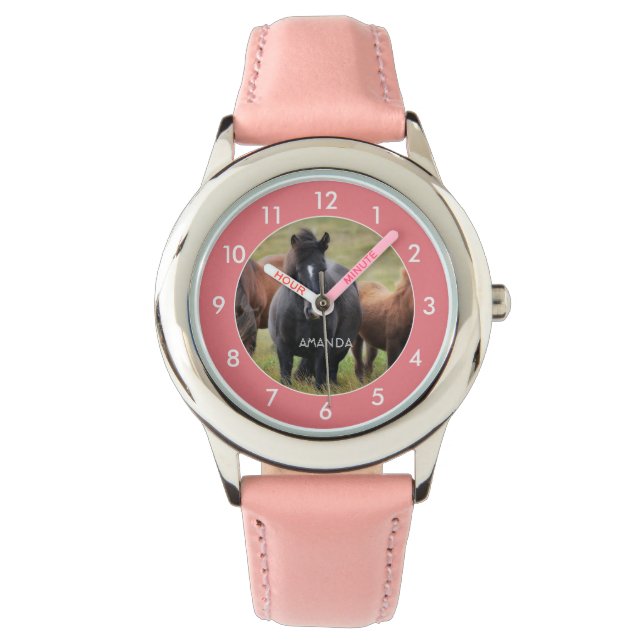 Montre Beaux chevaux roses enfants (devant)